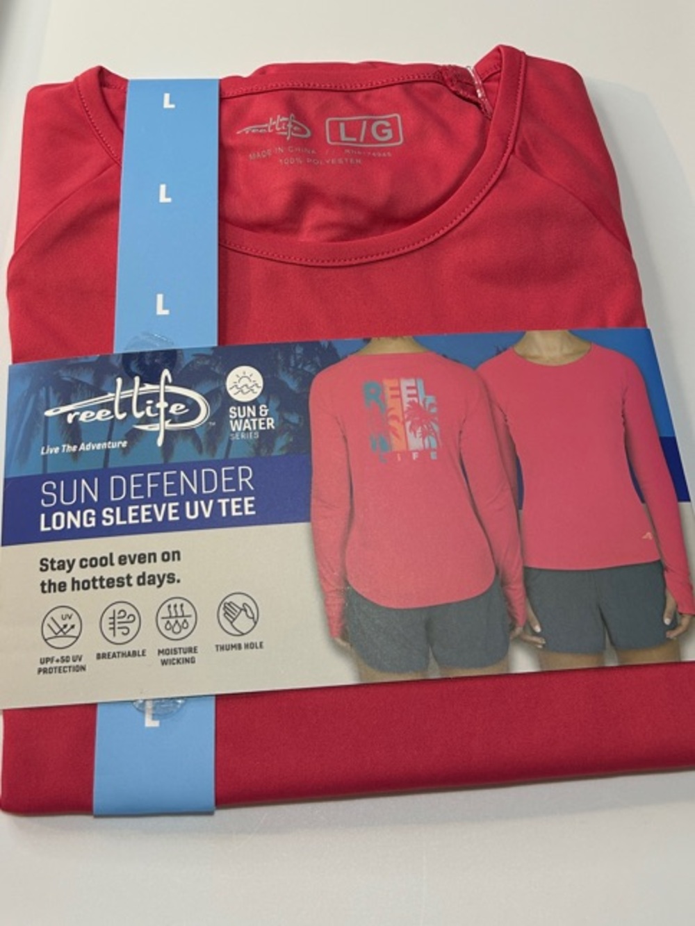 Reel Life Sun Defender Long Sleeve UV Tee - Red (L)